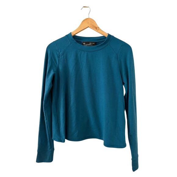 Under Armour Cropped Draped Back Long Sleeve Top Green S - Picture 1 of 3